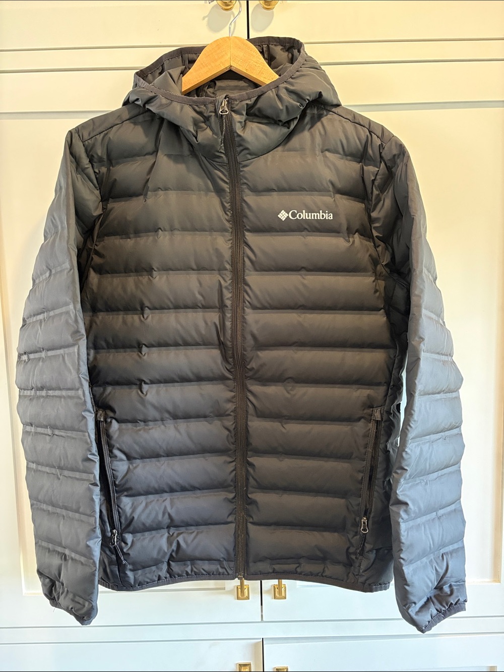 Columbia Men's Hooded Light Puffer Down Jacket Medium Black